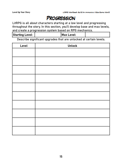 LitRPG Story Workbook Preview 15